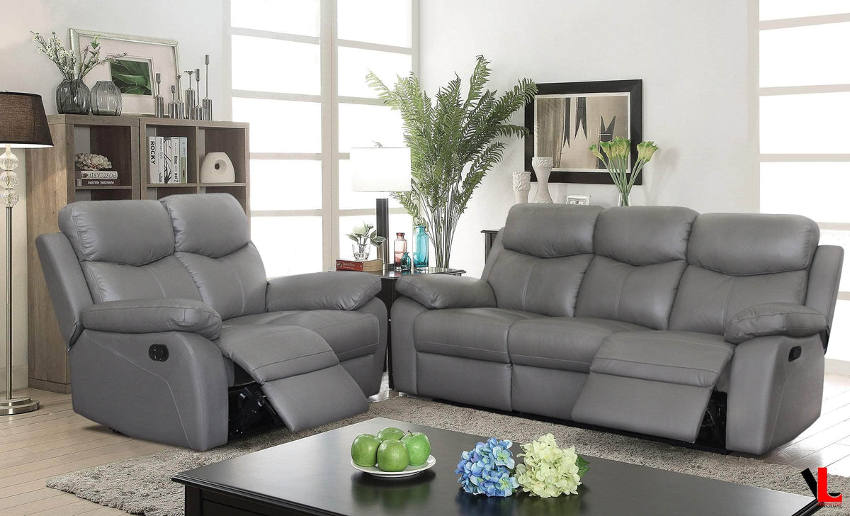 Levoluxe Aveon 2 Piece Pillow Top Arm Reclining Sofa and Loveseat Set in Leather Match, image 6