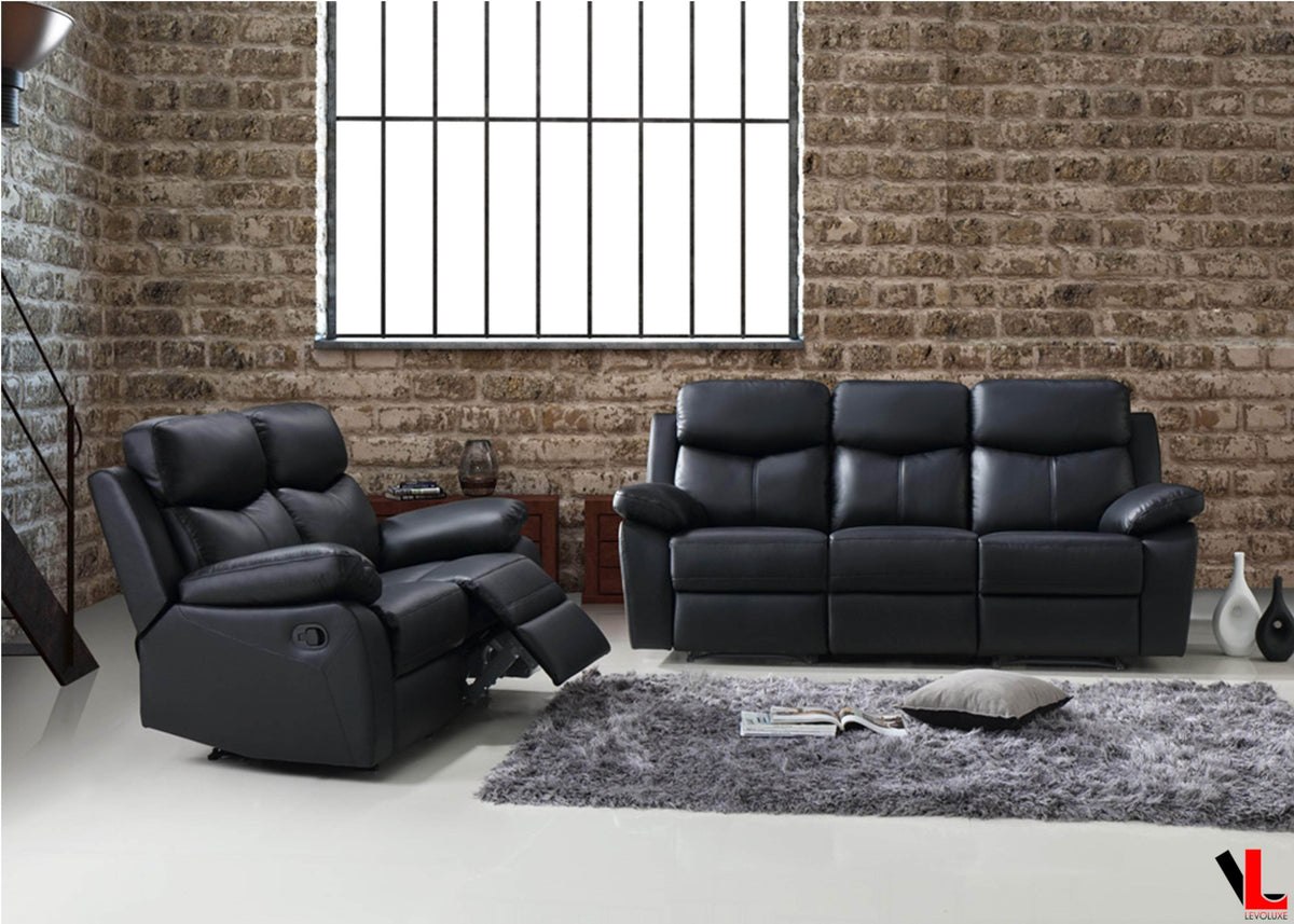 Levoluxe Aveon 2 Piece Pillow Top Arm Reclining Sofa and Loveseat Set in Leather Match, image 1