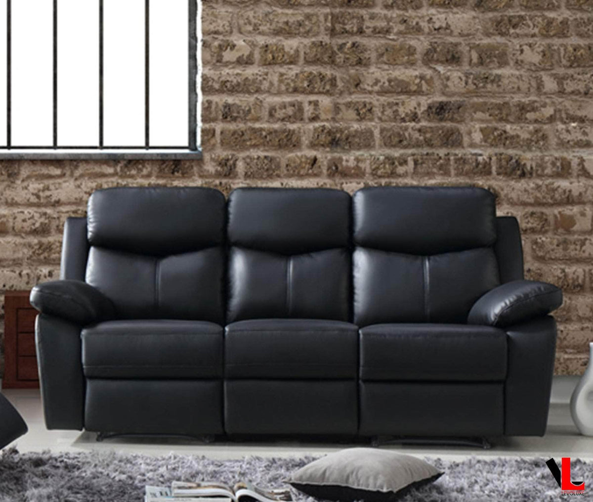 Levoluxe Aveon 83" Pillow Top Arm Reclining Sofa in Leather Match, image 1