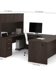 Modubox Embassy 72W U Shaped Executive Desk with Pedestal and Hutch in Dark Chocolate, image 3