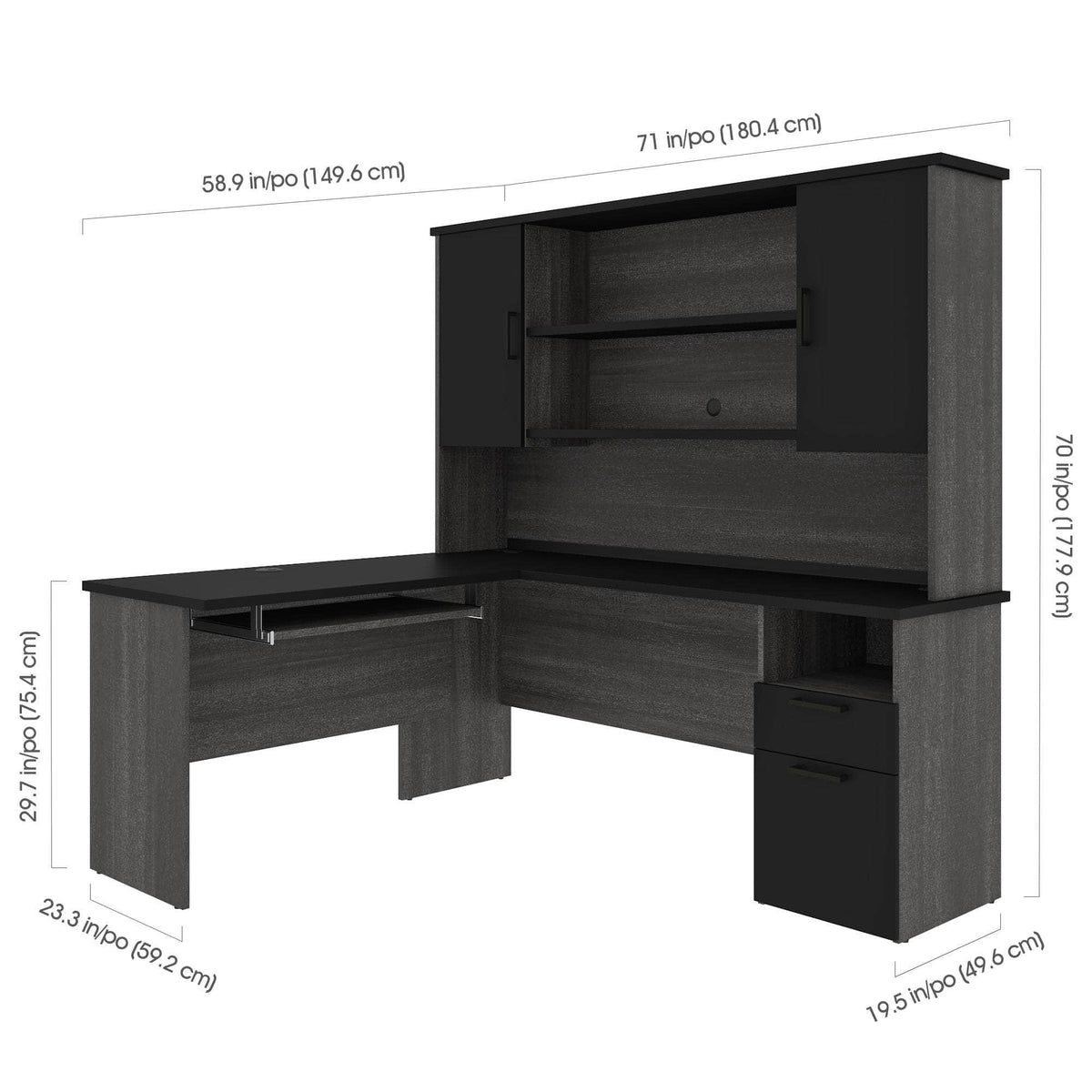 Modubox Norma 71W L Shaped Desk with Hutch, image 5