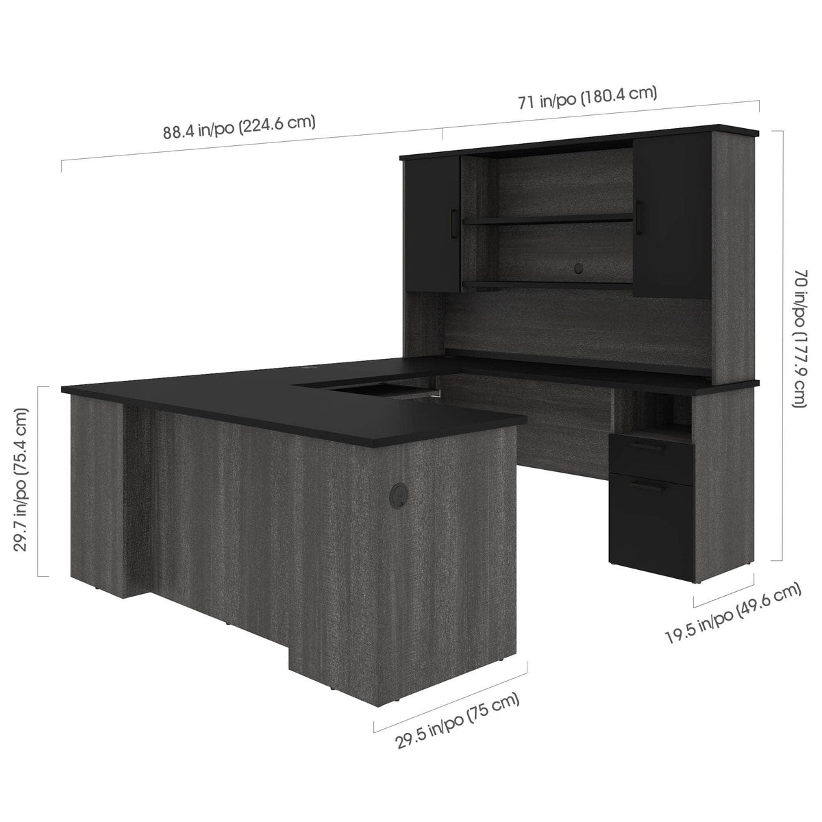 Modubox Norma 71W U Or L Shaped Executive Desk with Hutch, image 5