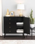 Modubox Milo Mid Century 4 Drawer Chest with Door in Black, image 1