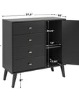 Modubox Milo Mid Century 4 Drawer Chest with Door in Black, image 4