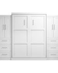 Modubox Pur Queen Murphy Wall Bed with Closet Storage Cabinets (115W) in White, image 2