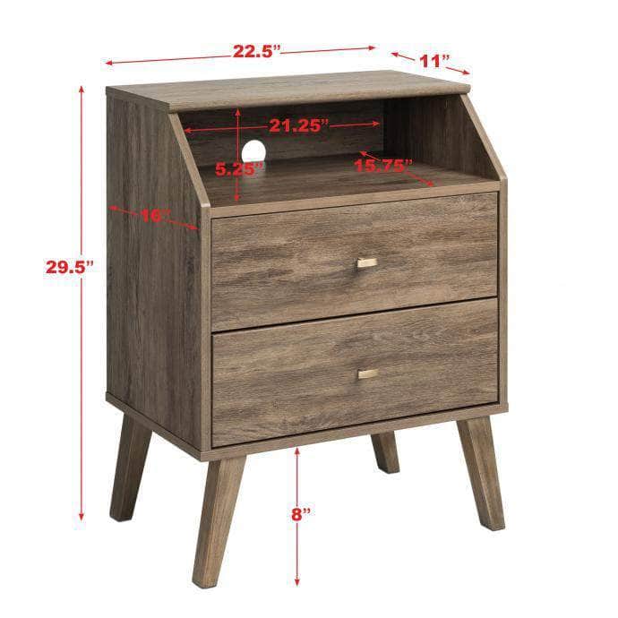 Modubox Milo Mid Century 2 Drawer Nightstand with Angled Top, image 3