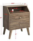 Modubox Milo Mid Century 2 Drawer Nightstand with Angled Top, image 3
