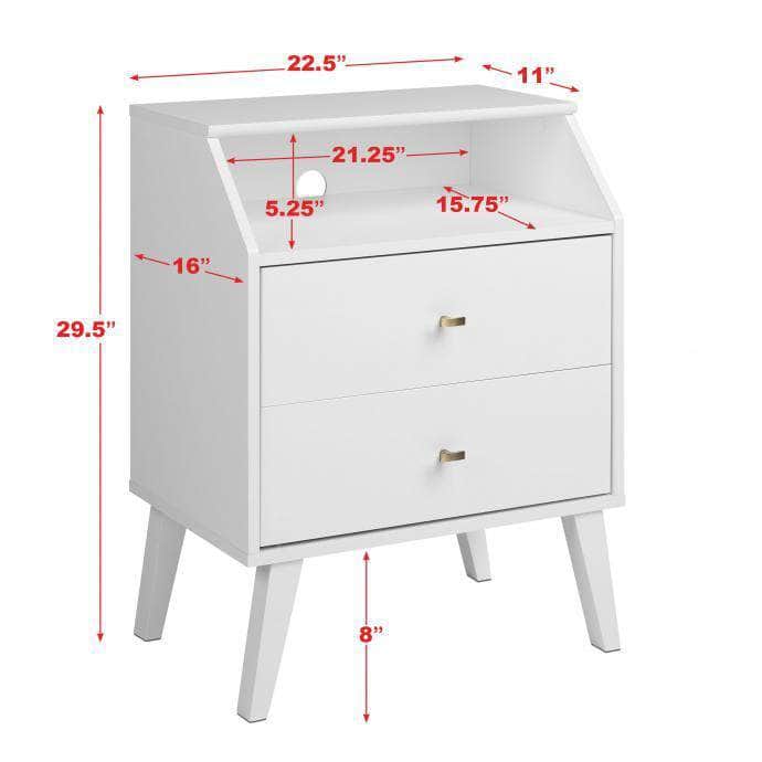 Modubox Milo Mid Century 2 Drawer Nightstand with Angled Top, image 6