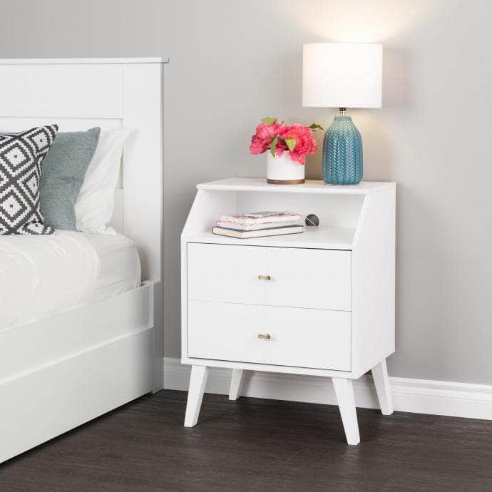 Modubox Milo Mid Century 2 Drawer Nightstand with Angled Top, image 4