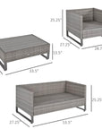 Aosom 4 Piece Outdoor Patio Rattan Wicker Conversation Set in Grey, image 3