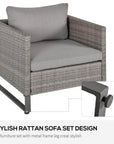 Aosom 4 Piece Outdoor Patio Rattan Wicker Conversation Set in Grey, image 6