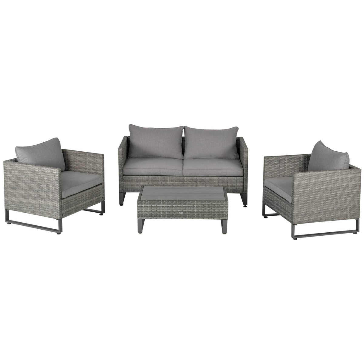 Aosom 4 Piece Outdoor Patio Rattan Wicker Conversation Set in Grey, image 8