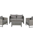 Aosom 4 Piece Outdoor Patio Rattan Wicker Conversation Set in Grey, image 8