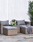 Aosom 5 Piece Outdoor Patio Rattan Wicker 2 Person Deep Seating Conversation Set in Deep Grey, image 1