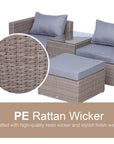 Aosom 5 Piece Outdoor Patio Rattan Wicker 2 Person Deep Seating Conversation Set in Deep Grey, image 6
