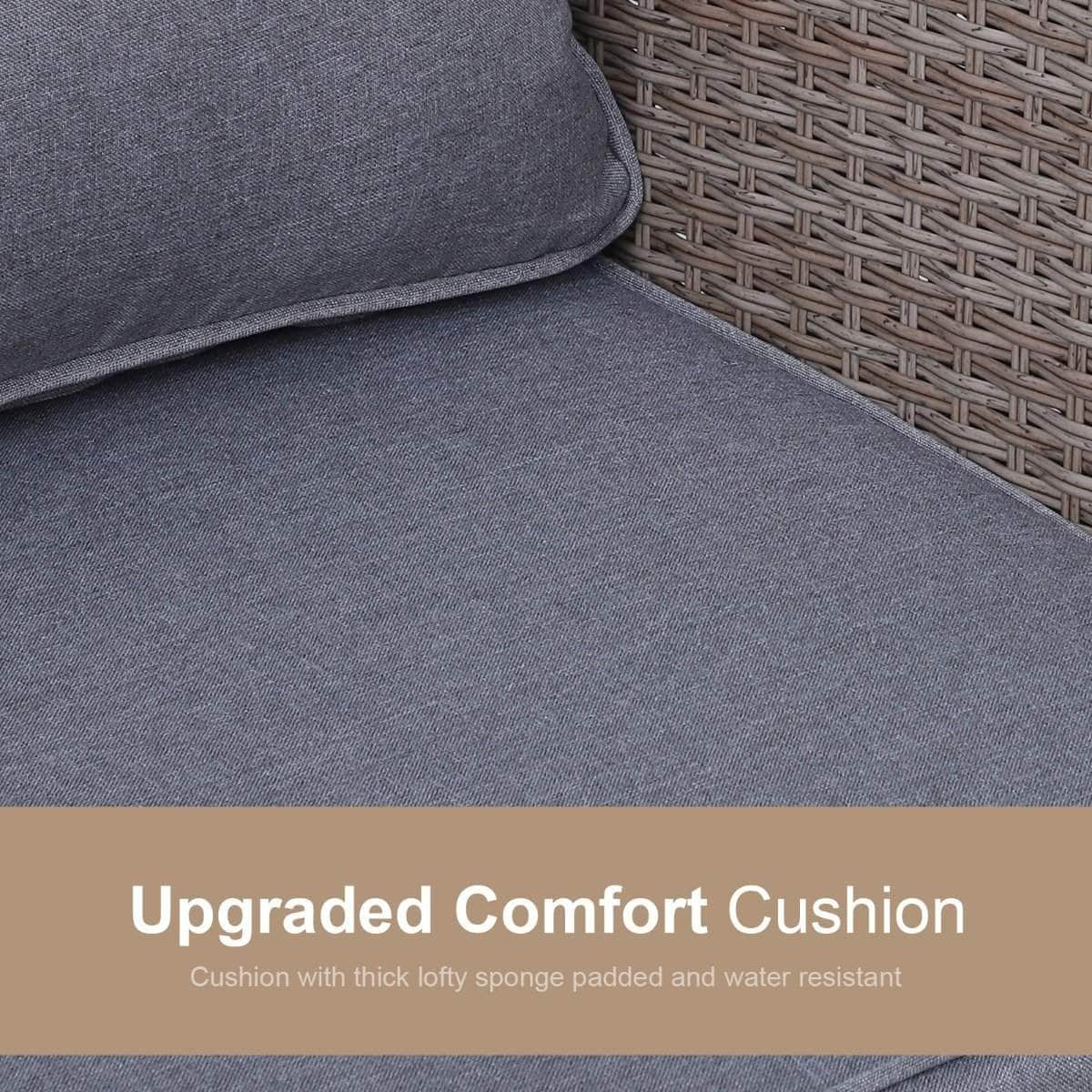 Aosom 5 Piece Outdoor Patio Rattan Wicker 2 Person Deep Seating Conversation Set in Deep Grey, image 7