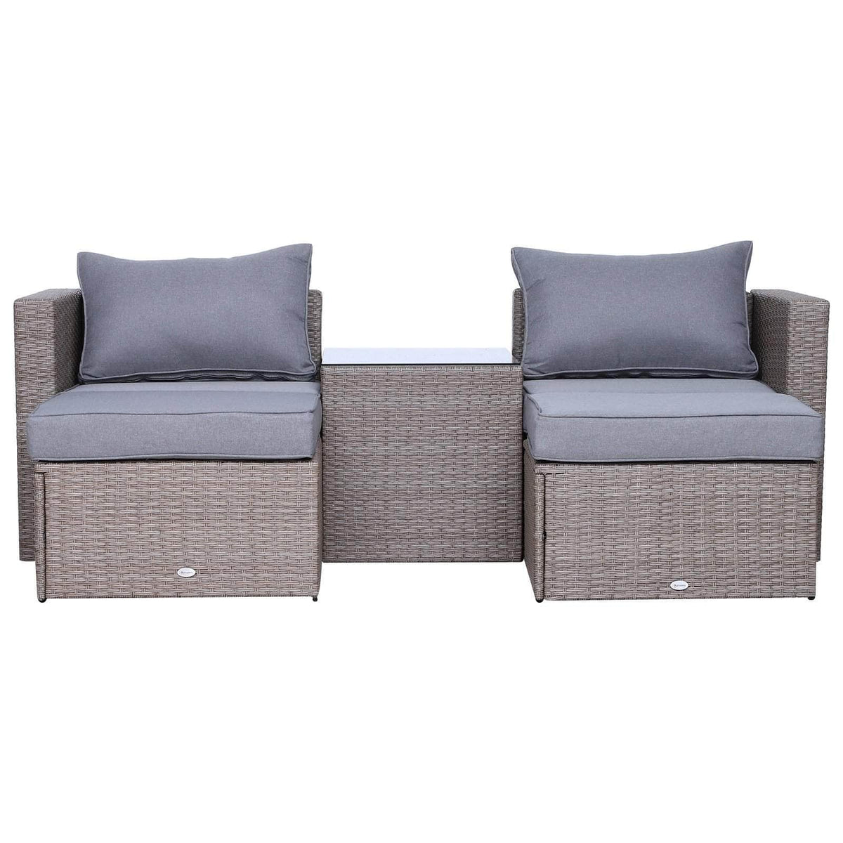 Aosom 5 Piece Outdoor Patio Rattan Wicker 2 Person Deep Seating Conversation Set in Deep Grey, image 8