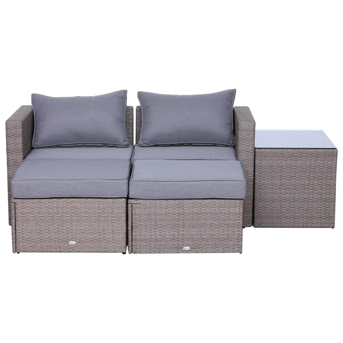 Aosom 5 Piece Outdoor Patio Rattan Wicker 2 Person Deep Seating Conversation Set in Deep Grey, image 9