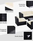 Aosom 7 Piece Outdoor Patio Wicker Rattan Modular U Shaped Sectional Sofa Set with Coffee Table in Khaki, image 7