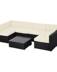 Aosom 7 Piece Outdoor Patio Wicker Rattan Modular U Shaped Sectional Sofa Set with Coffee Table in Khaki, image 8