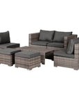 Aosom 8 Piece Outdoor Patio Wicker Rattan Modular Conversation Furniture Set in Grey, image 2