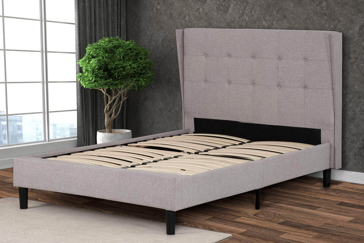 Primo International Avian Button Tufted Wingback Platform Bed, image 1