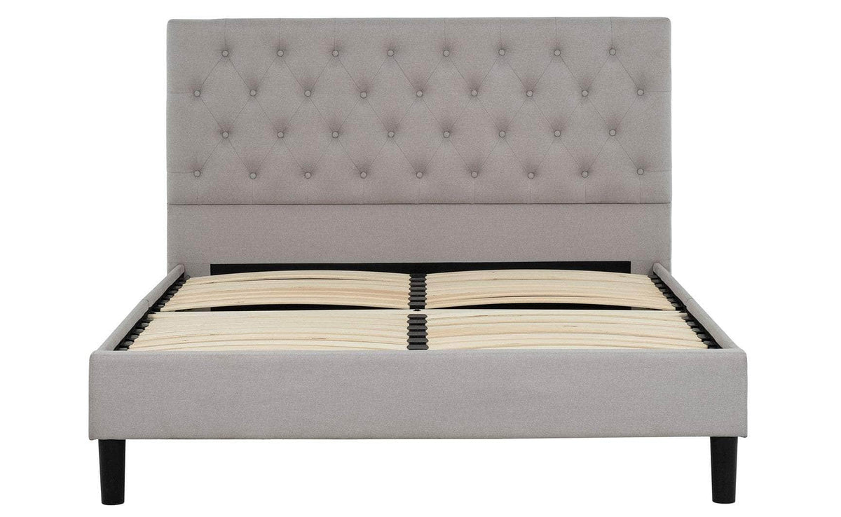 Primo International Ellie Upholstered Grey Platform Bed, image 2