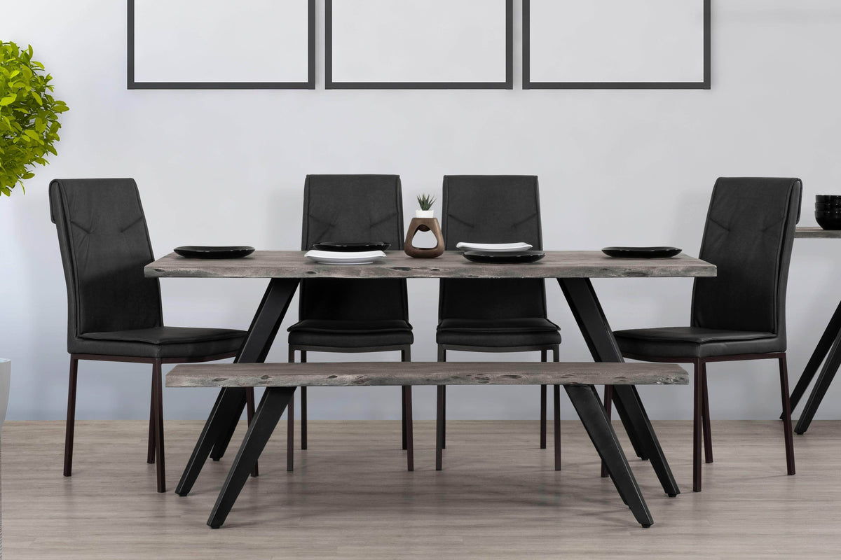 Primo International Wexford Wood Dining Bench in Grey and Black, image 5