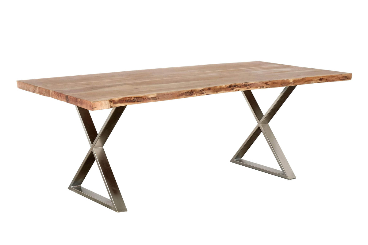 Primo International Loomie 82" Rectangular Wood and Metal Dining Table in Brown, image 1