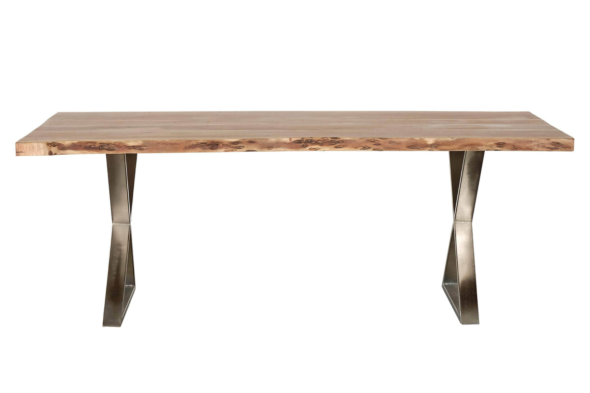 Primo International Loomie 82" Rectangular Wood and Metal Dining Table in Brown, image 2