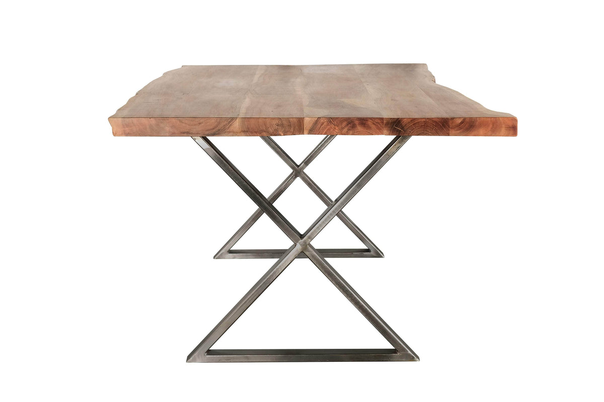 Primo International Loomie 82" Rectangular Wood and Metal Dining Table in Brown, image 3