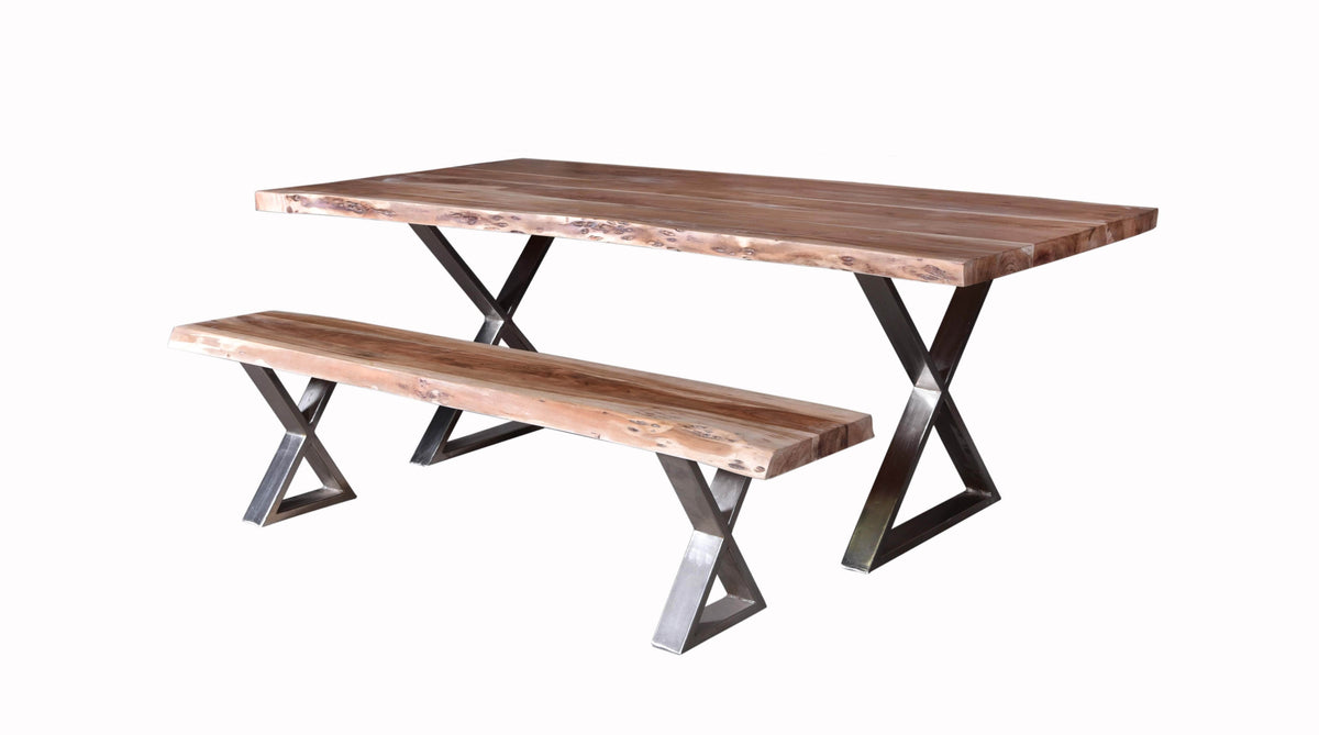 Primo International Loomie 82" Rectangular Wood and Metal Dining Table in Brown, image 4