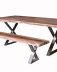Primo International Loomie 82" Rectangular Wood and Metal Dining Table in Brown, image 4