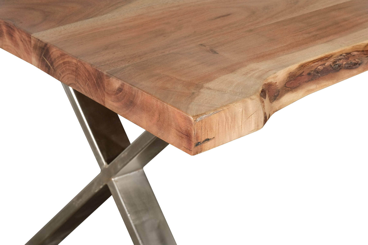 Primo International Loomie 82" Rectangular Wood and Metal Dining Table in Brown, image 5