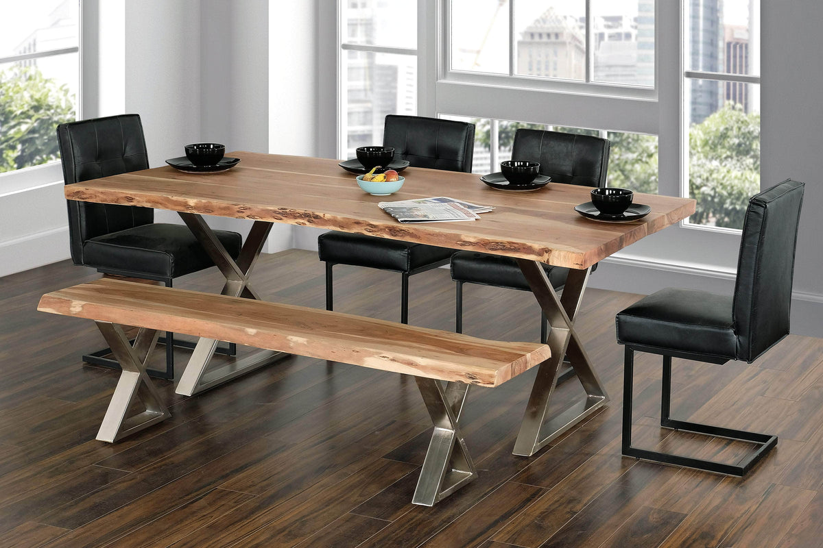 Primo International Loomie 82" Rectangular Wood and Metal Dining Table in Brown, image 6