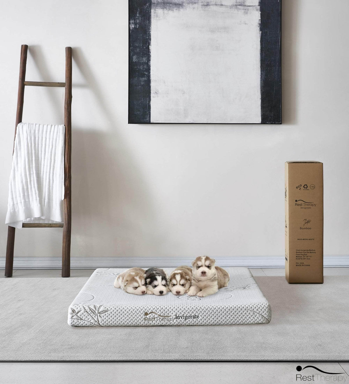 Rest Therapy 3 Inch Invigorate Bamboo Cool Gel Memory Foam Dog or Cat Bed Pet Mattress, image 3