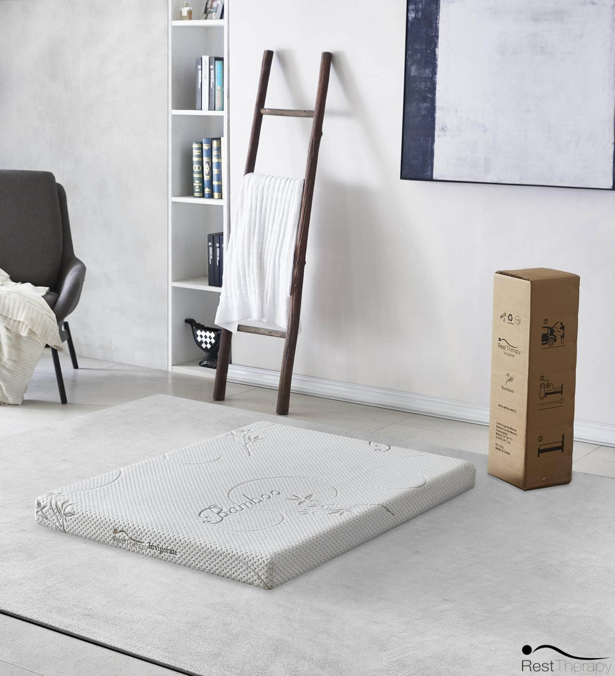 Rest Therapy 3 Inch Invigorate Bamboo Cool Gel Memory Foam Dog or Cat Bed Pet Mattress, image 8
