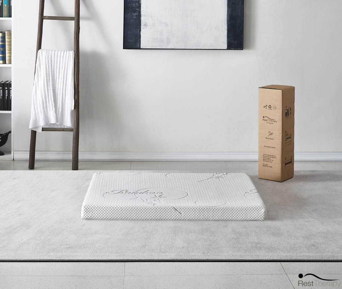 Rest Therapy 3 Inch Invigorate Bamboo Cool Gel Memory Foam Dog or Cat Bed Pet Mattress, image 7