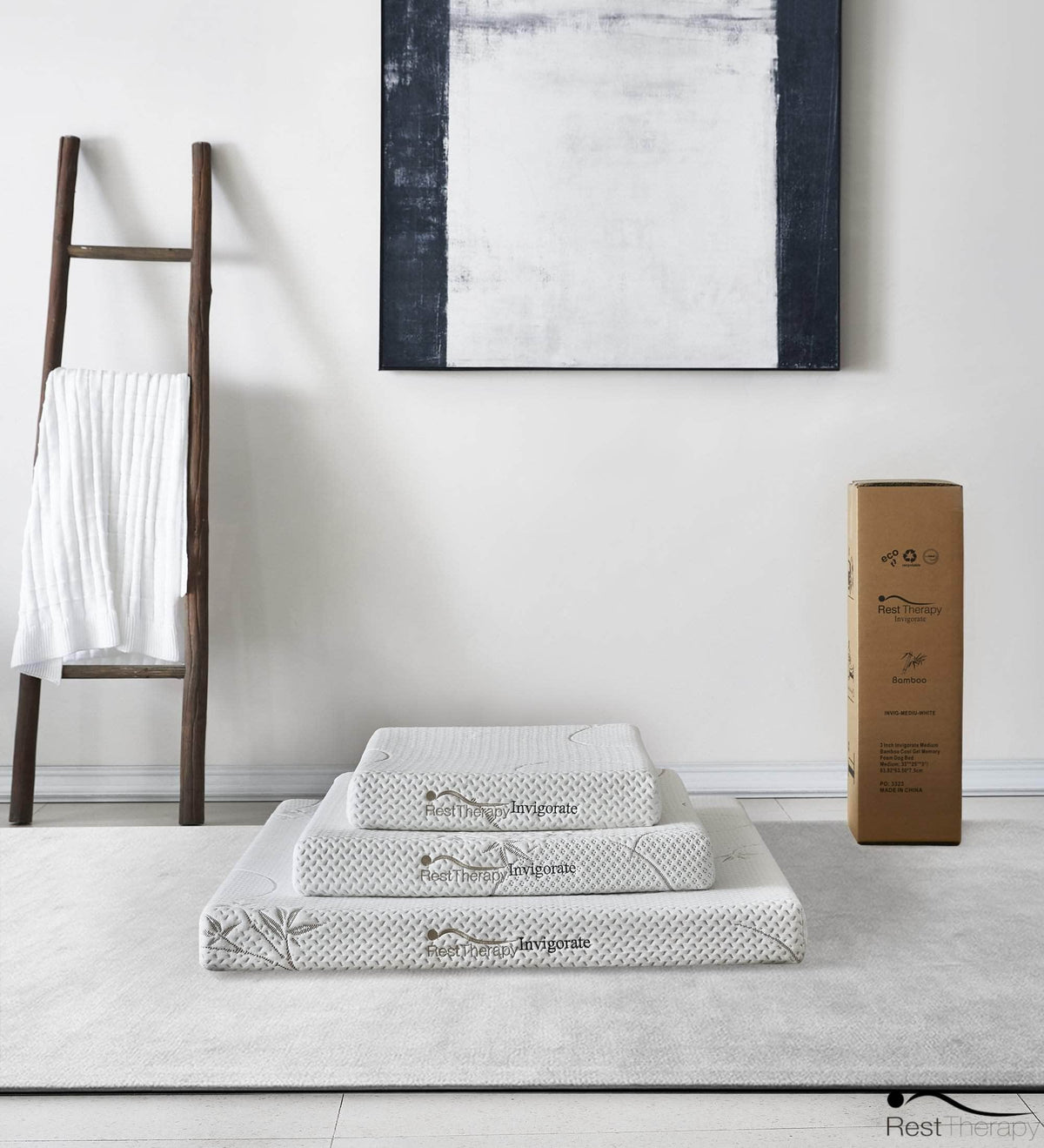 Rest Therapy 3 Inch Invigorate Bamboo Cool Gel Memory Foam Dog or Cat Bed Pet Mattress, image 9