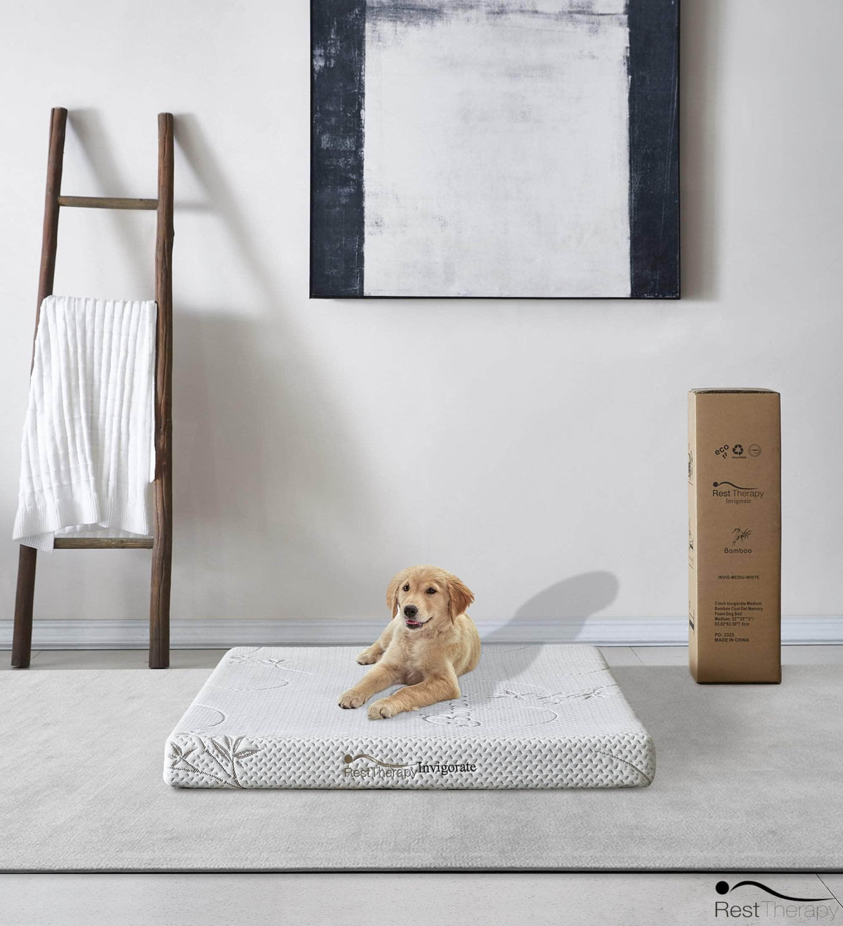 Rest Therapy 3 Inch Invigorate Bamboo Cool Gel Memory Foam Dog or Cat Bed Pet Mattress, image 2