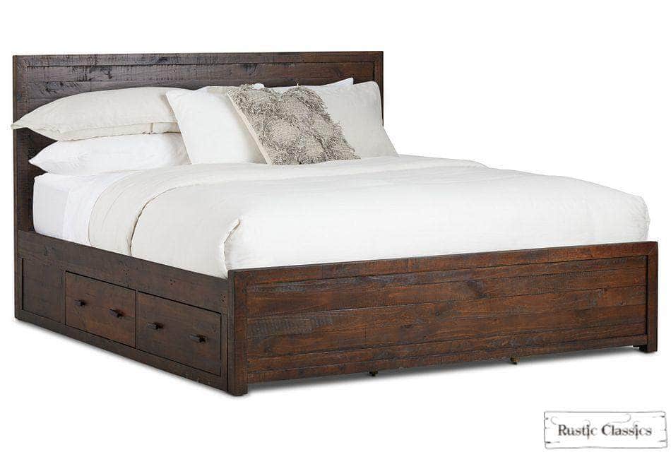 Rustic Classics Whistler Reclaimed Wood Platform Bed with 4 Storage Drawers in Brown, image 2