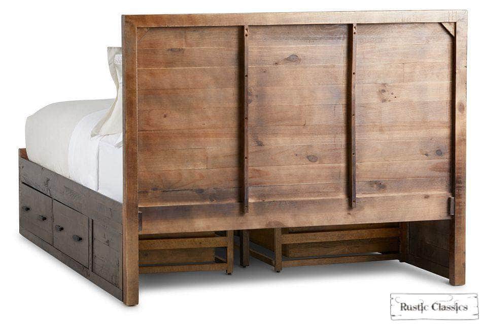 Rustic Classics Whistler Reclaimed Wood Platform Bed with 4 Storage Drawers in Brown, image 9
