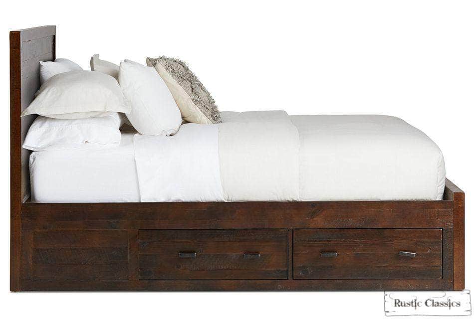 Rustic Classics Whistler Reclaimed Wood Platform Bed with 4 Storage Drawers in Brown, image 6