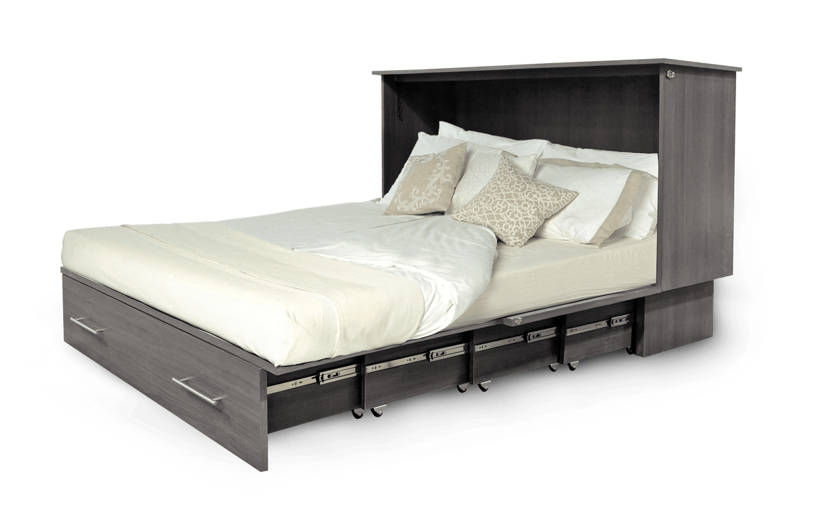 Sleep Chest Midtown Murphy Cabinet Bed in Grey with 5 Inch Queen Size High Density Foam Mattress, image 5