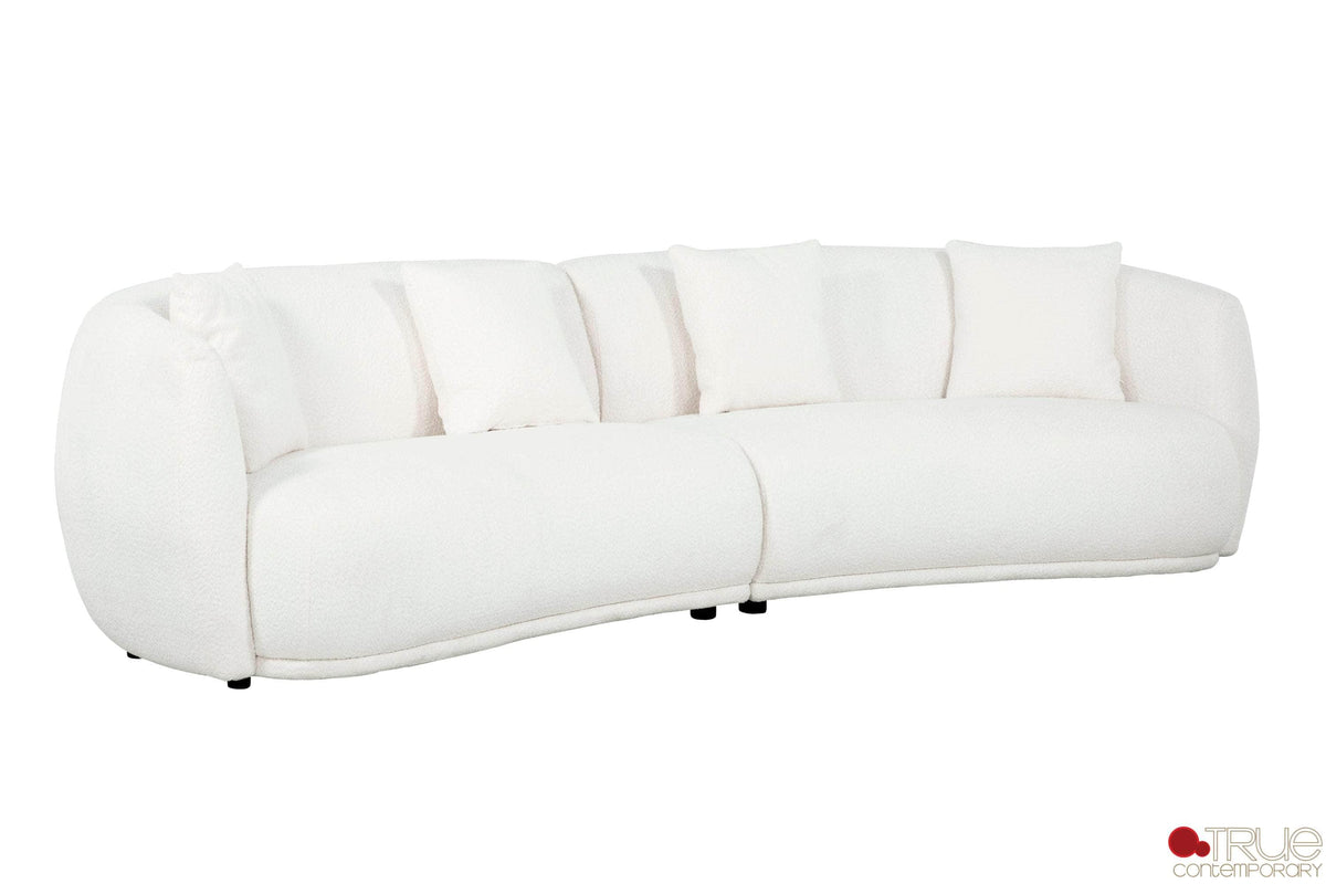 True Contemporary Archibald 120" Wide Curved Kidney Shaped Sectional Sofa in Wolly Ivory, image 3