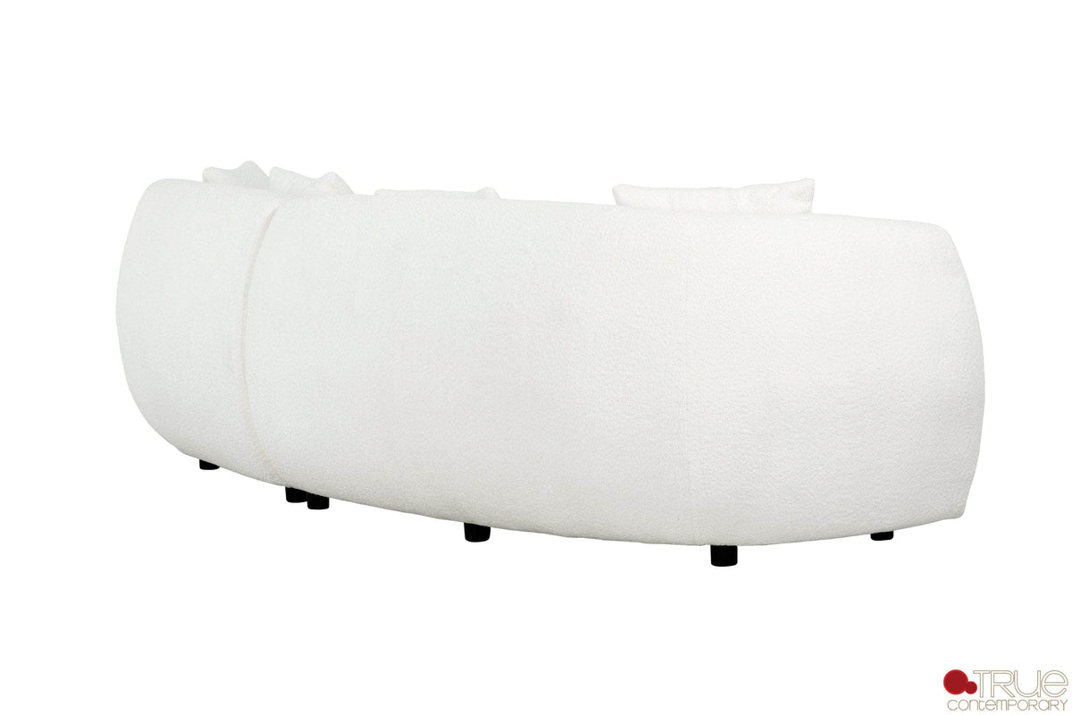 True Contemporary Archibald 120" Wide Curved Kidney Shaped Sectional Sofa in Wolly Ivory, image 4