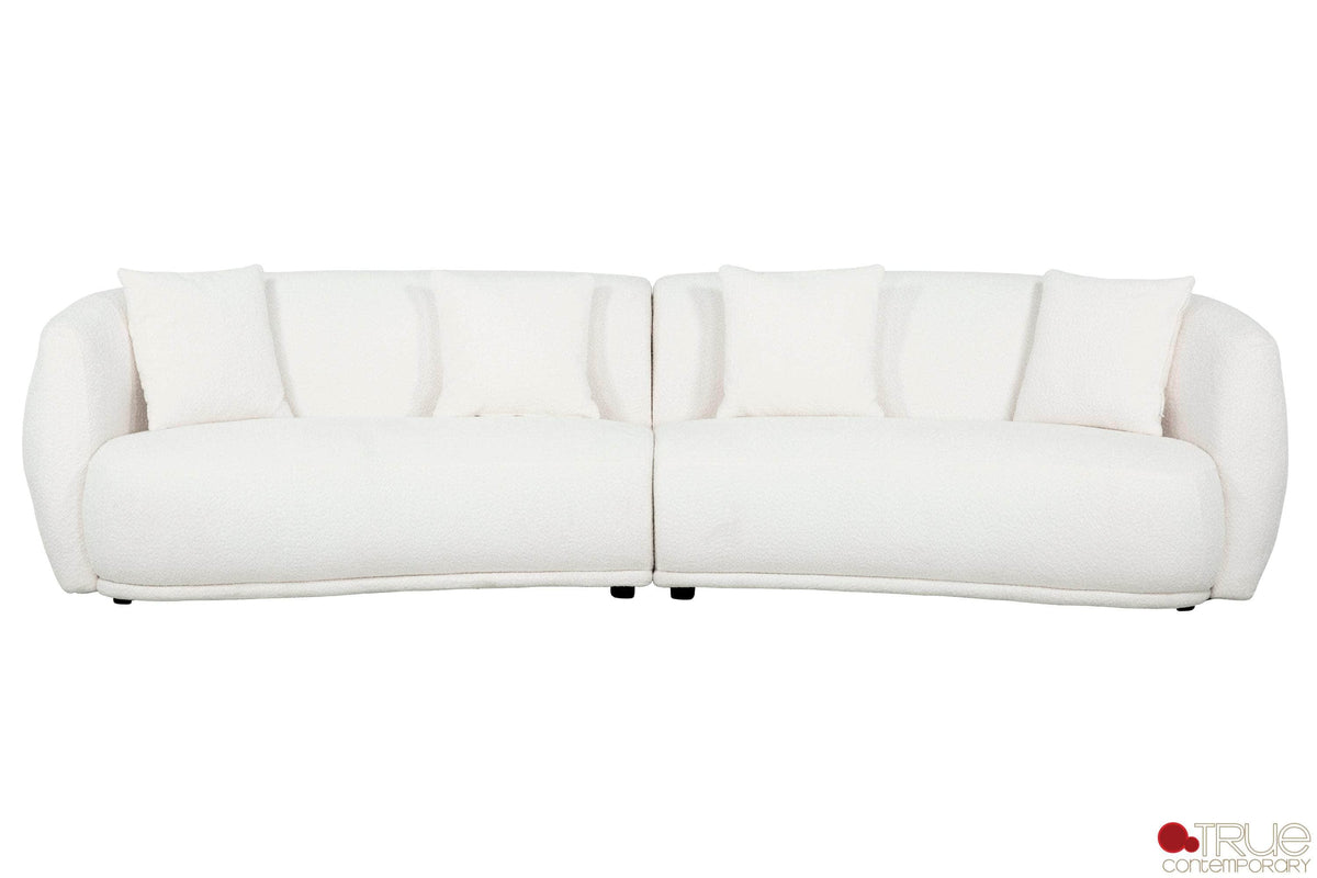 True Contemporary Archibald 120" Wide Curved Kidney Shaped Sectional Sofa in Wolly Ivory, image 2