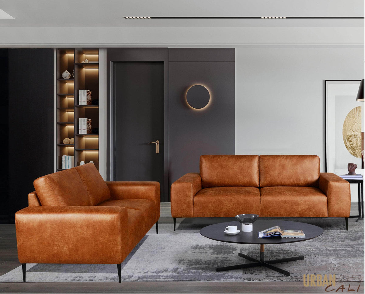 Primo International Fresno 2 Piece Sofa and Loveseat Set in Rustic Light Brown, image 1