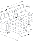 Urban Cali Venice 89.5" Wide Sleeper Sectional Sofa Bed with Reversible Storage Chaise, image 36