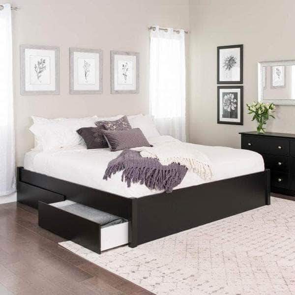 Modubox Select 4 Post King Platform Bed with 4 Drawers in Black, image 1